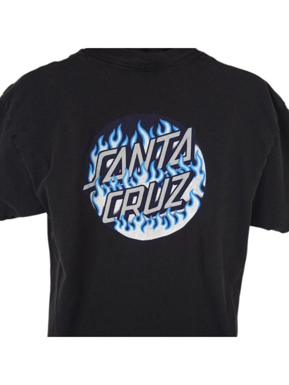 Santa Cruz Skater T Shirt Mens Size Large Black Blue Flames Skateboards